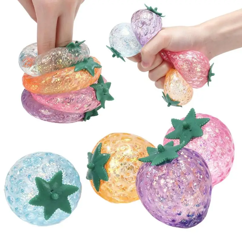 1Pcs Maltose Four-color Aurora Gold Powder Strawberry Slow Rebound Pinch Fruit Decompression Vent Small Toy