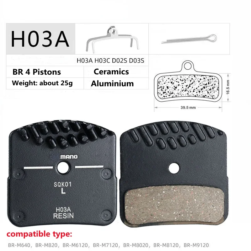 2/4/10pair H03A Resin Pads Disc Brake Pads for Saint Zee BR 4 Pistons for M820 M640 M6120 M7120 M8120 M8020 M9120 Pad Brake