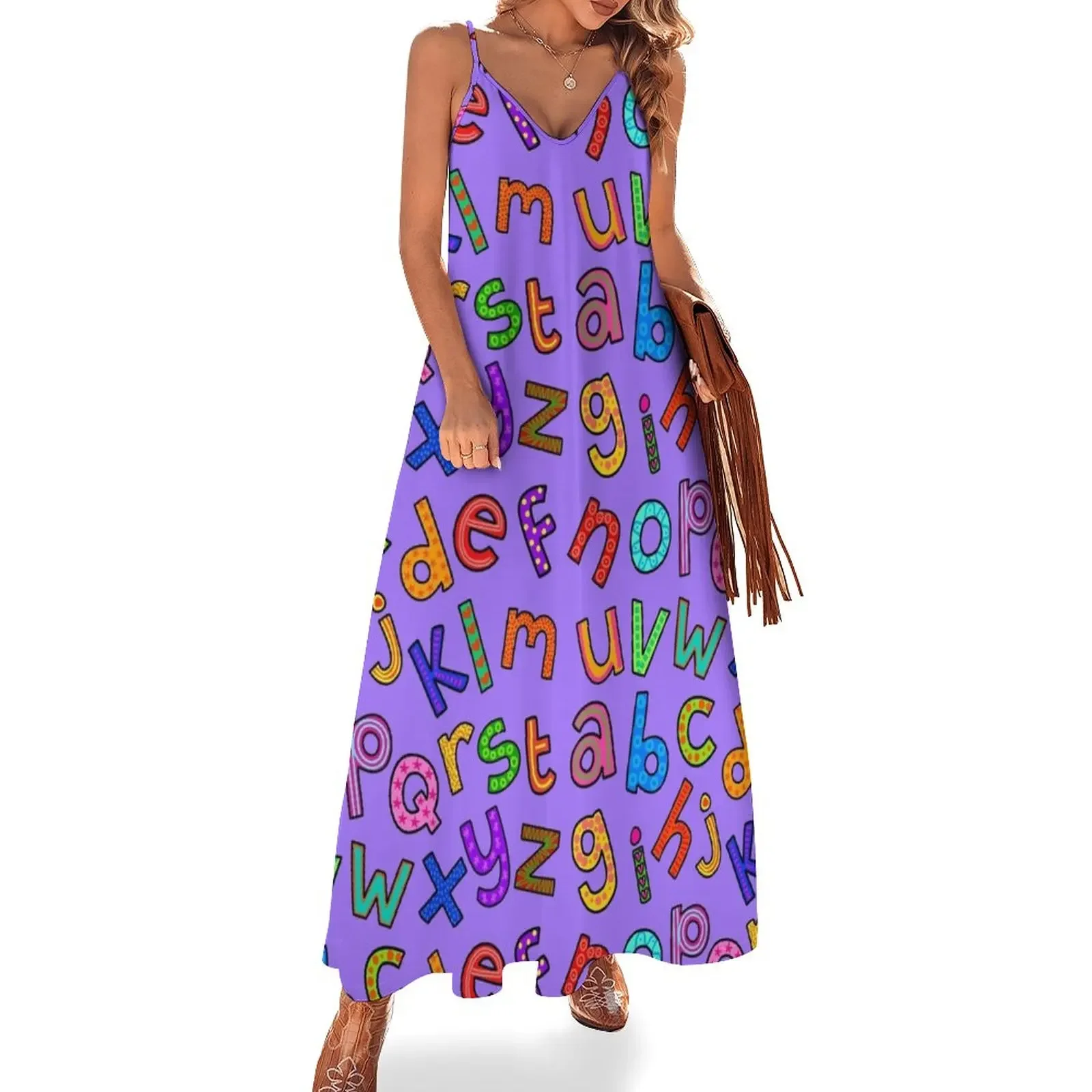 

Doodle Alphabet Letters Sleeveless Dress sensual sexy dress for women chic and elegant evening dress long sleeve