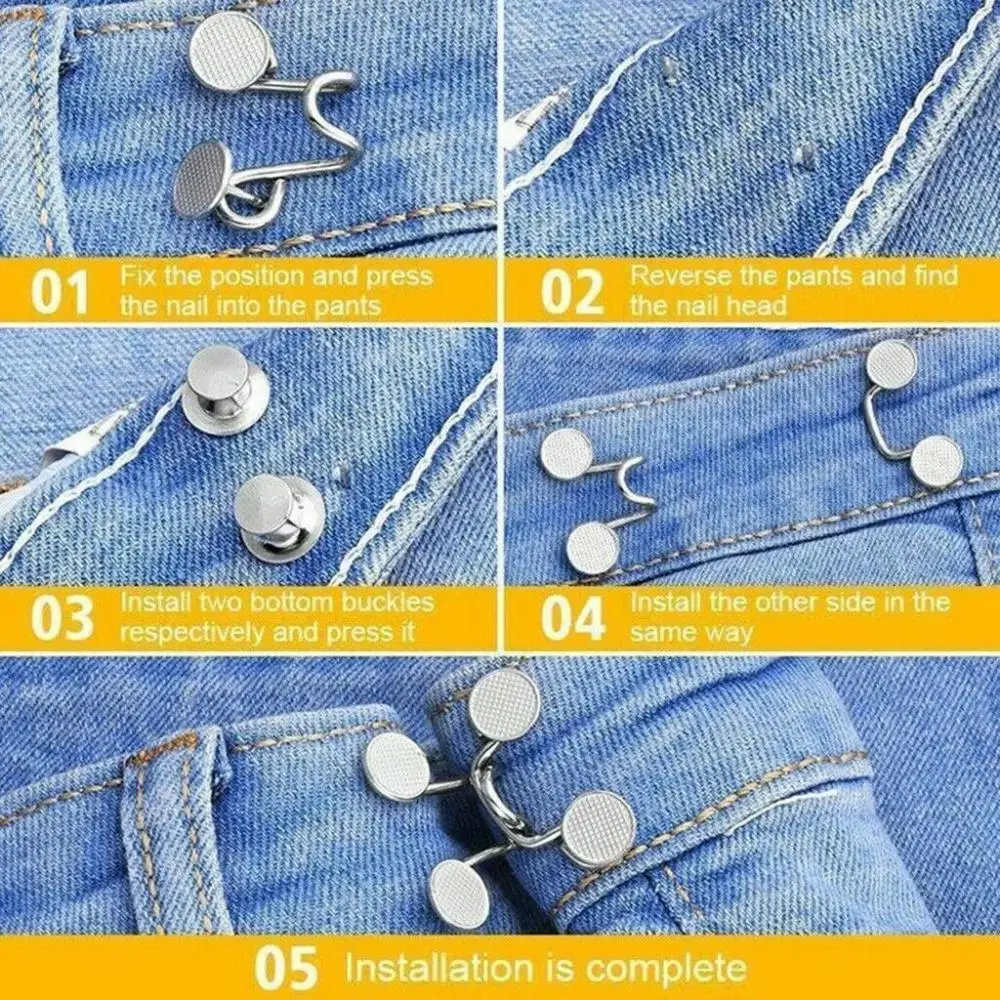Removable Detachable Pant Clothing  Sewing Adjustable Snap Button Nail-free Waist Buckle Waist Buckle Extender Waist Closing