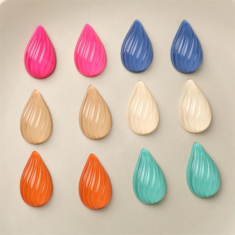 

Wholesale 50pcs/lot color print geometry water drop shape resin cabochon beads diy jewelry garment hair accessory