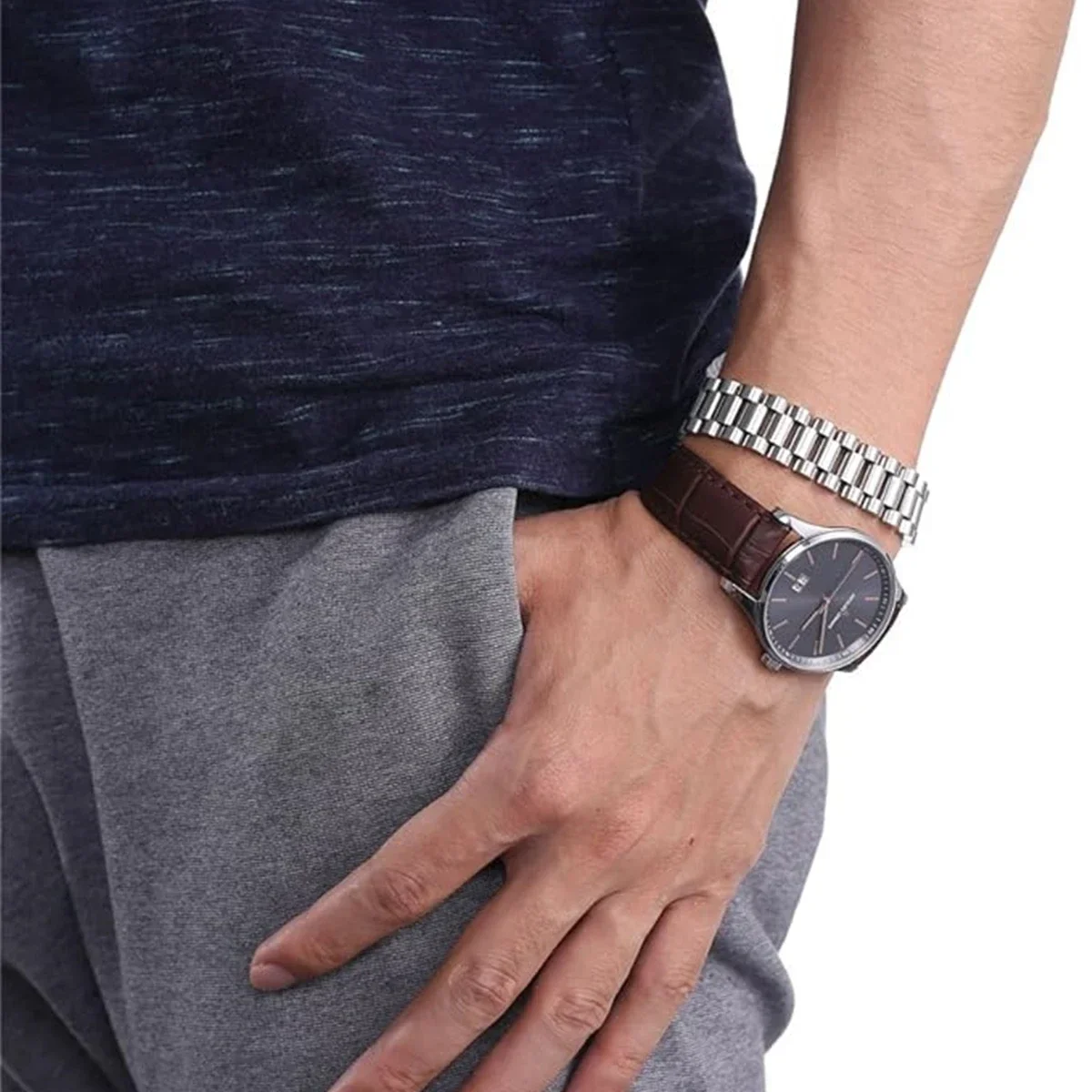 ARADOO Titanium Steel Magnetic Therapy Bracelet Stainless Steel Strap Buckle Link Bracelets