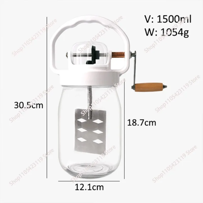 New Transparent Glass European-Style Kitchen Hand-Crank Butter Churn, Home Kitchen Baking Gadget