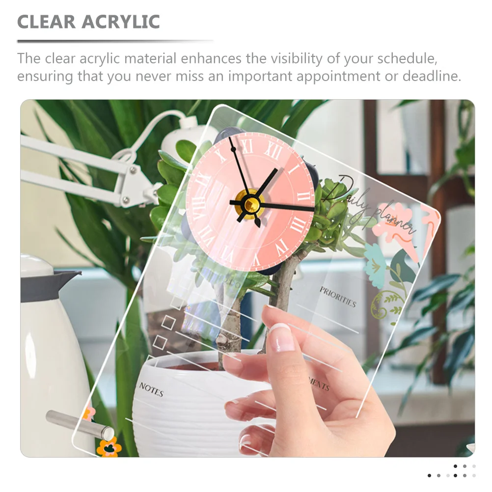 

1 Set Acrylic Planning Board Clock Clear Desktop Dry Erase Board For To Do List Schedule Organizer Multi-Function Memo Tabletop