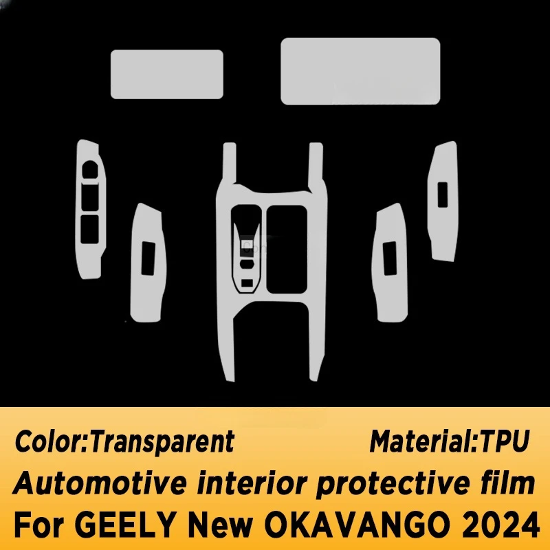 For GEELY NEW OKAVANGO 2024 Gearbox Panel Dashboard Navigation Automotive Interior Protective Film TPU Anti-Scratch Sticker