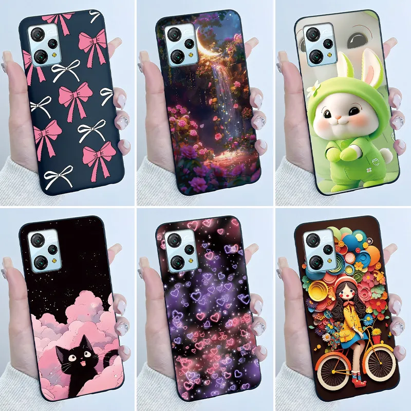 For Blackview A53 Case Blackview A53 Pro Back Cover Luxury Cute Love Rabbit Funny Black TPU Soft Silicone Protective Phone Case