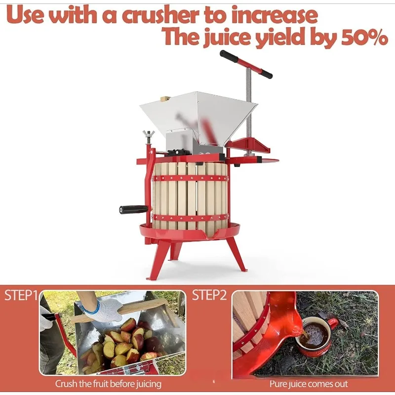 Food Grade Large Hand Stainless Steel Press, Multipurpos Squeezer for Honey Olive Oil Fruit Wine Home Juice Making Equipment