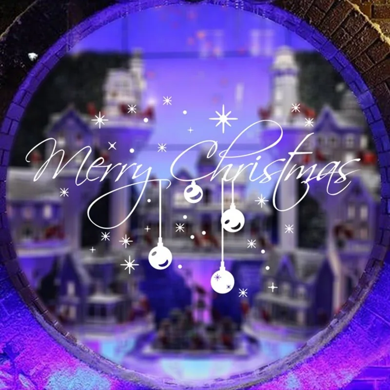 Merry Christmas Bell Wall Stickers Home Decoration Wall Decals for Glass Window Sticker Xmas Home Decor Shop Showcase Art Design