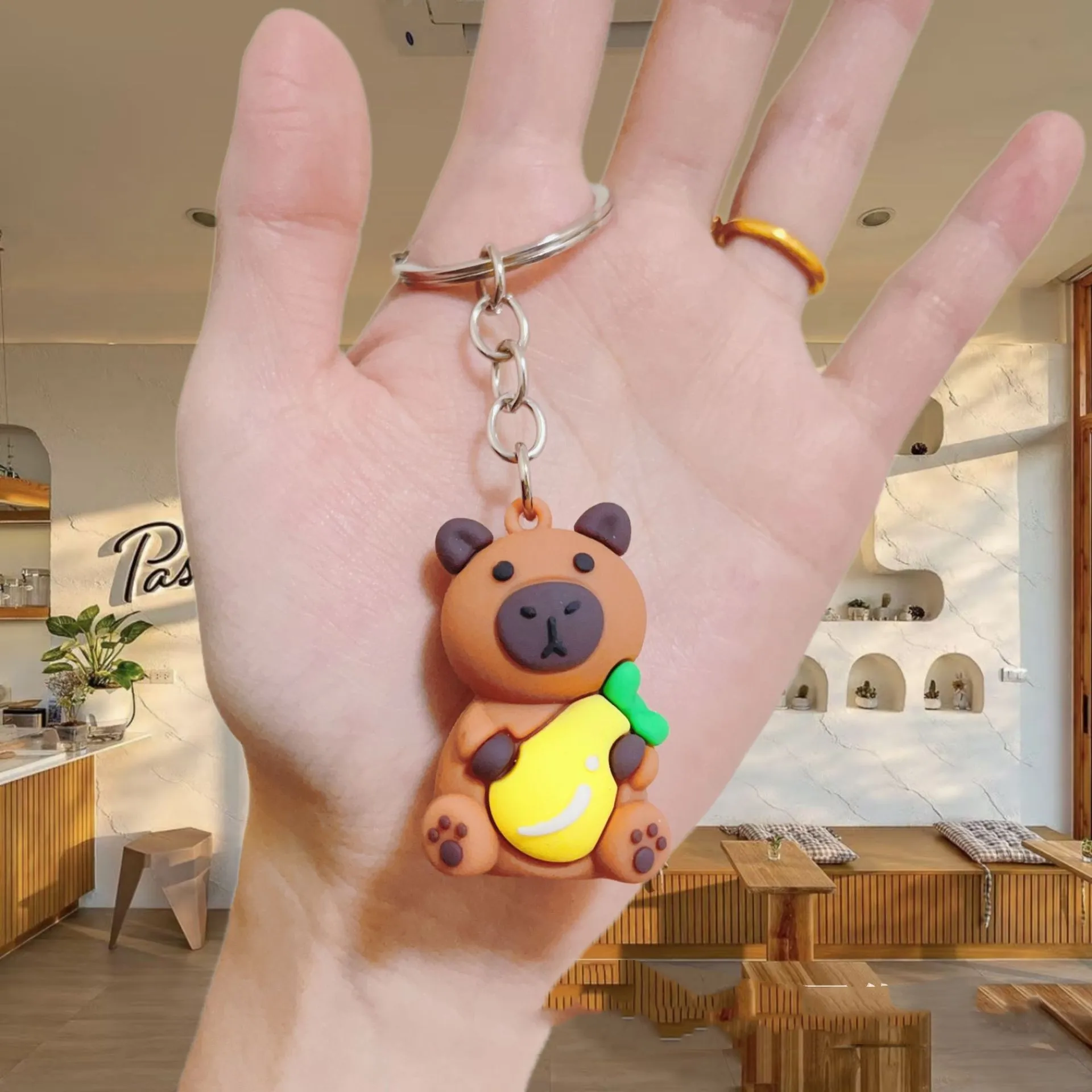 Pvc Soft Rubber Keychain Pvc Soft Fruit Keychain Capybara Keychain Diy Creative Pendant For Diy Projects Gift For Friends Bag