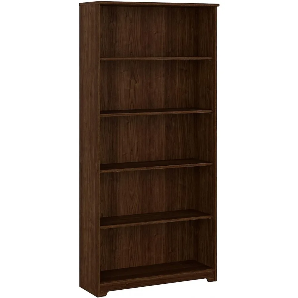 5 Shelf 66-Inch H Bookcase, Modern Walnut