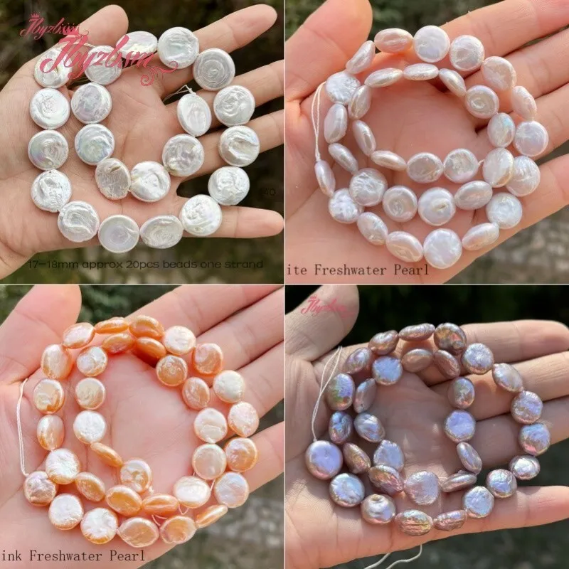 Natural Freshwater Pearl Coin Stone Beads Loose Spacer Strand 15