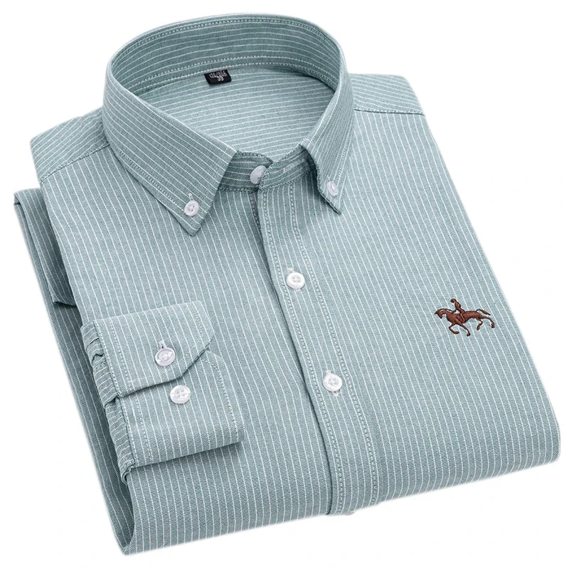 Cotton Oxford Long Sleeve Shirts for Men 100%  Mens Clothing Autumn Winter Top Blouse Business Casual Shirts Korean Fashion