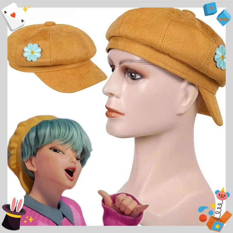 

Baby Cosplay Saja Yellow Beret Hat KPop Demonn Hunters Synthetic Short Wig Men Women Halloween Party Carnival Props