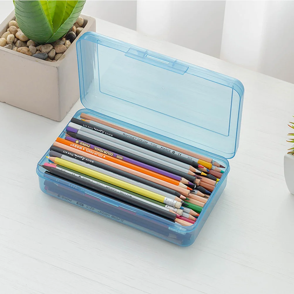 

Plastic Pencil Case Large Capacity Pencil Storage Organizer for Students Portable Pen Box Stationery Container
