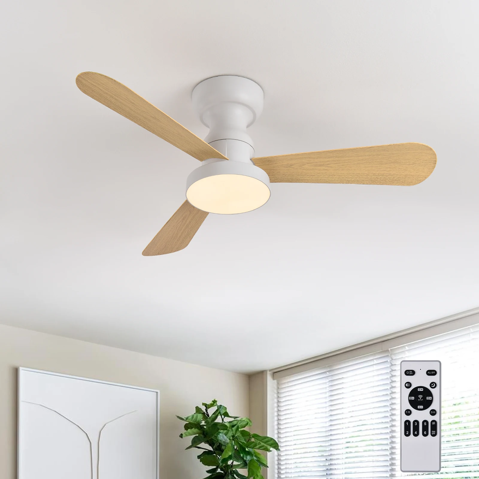 27.95Inch33.66Inch41.34Inch Ceiling Fans With Lights Led 3 Color 6 Speeds DC Motor Fans Remote Control Low Floor Decorative Fans