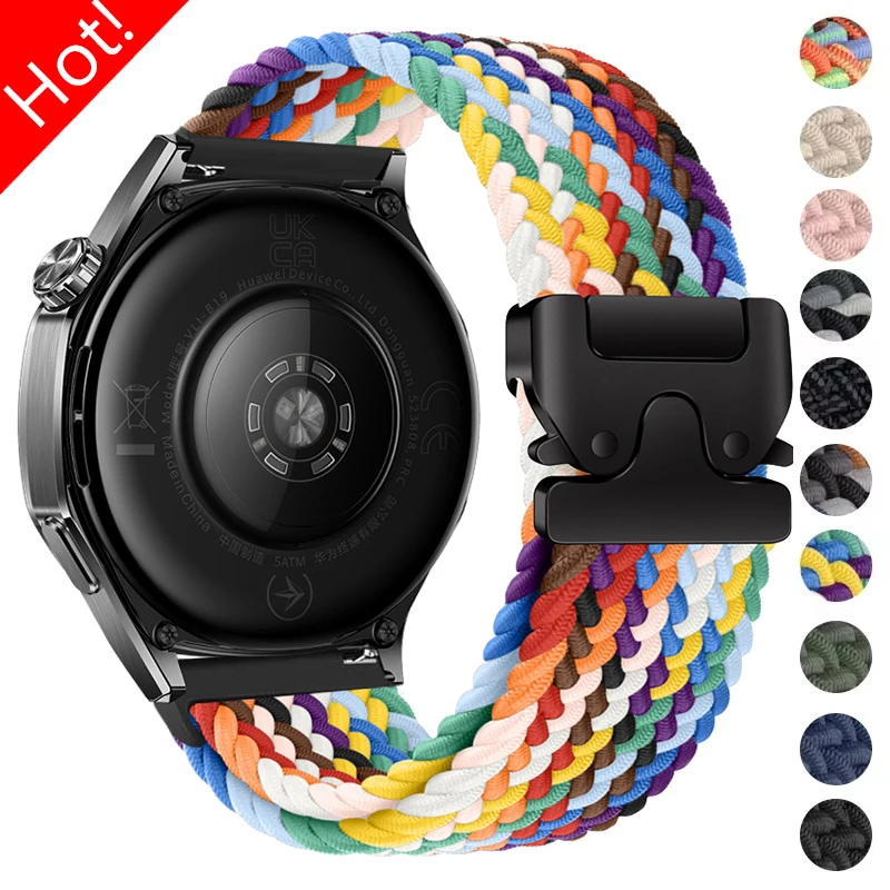 

22mm Nylon Strap for Samsung Galaxy Watch 3 45mm Gear S3 Ultra 47mm Braided Elastic Bracelet for Huawei GT5 4 3Pro GT 46mm Band