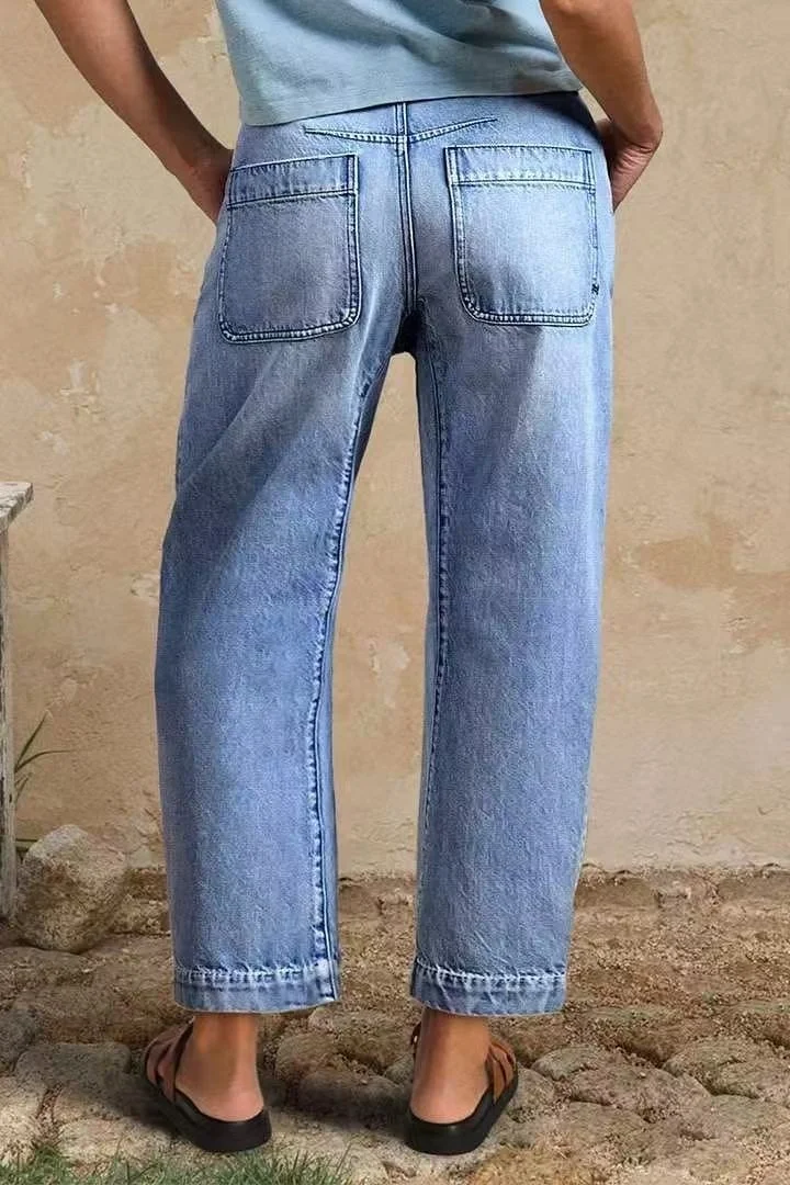 American Street Style Casual Fashion Versatile Gradient Color Casual Elegant Bohemian Jeans Nine-Point Pants