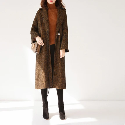 

Ele Long Woolen Coat Ningxia Interiors High-End 3D Fabric Faionable Silhouette Women's Premium Quali Camere Coat