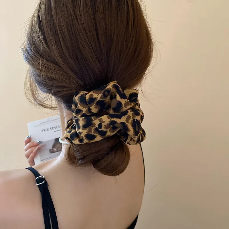 1/2pcs Retro Leopard Print Hair Scrunchie Ponytail Elastic Stretchy Hair Band Rope Women Girls Creative Fashion Hair Accessory