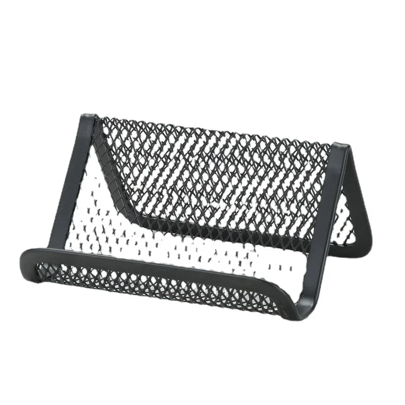 Black Metal Mesh Titular Do Cartão De Visita, Celular Titular Para Mesa De Escritório, Visita Nome, Display, Stand Stock Organizador, 1Pc