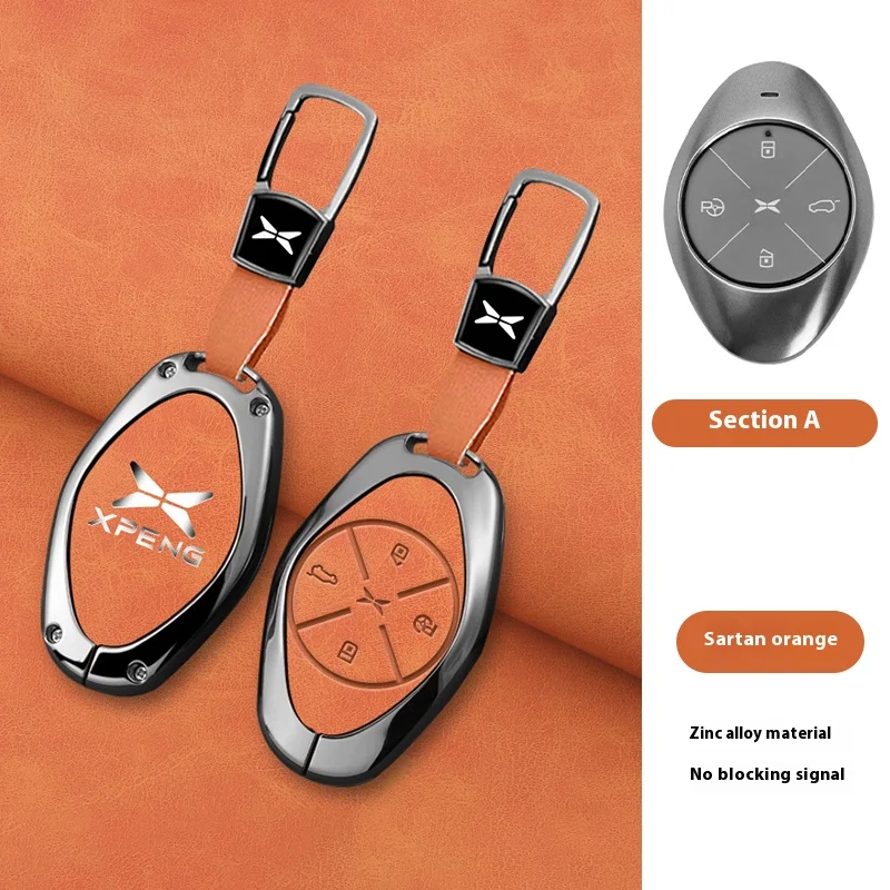 Funda para mando a distancia de coche, para Xpeng Xiaopeng p7 p7i p5 g3 g3i g9 g6 22-23, soporte de cuero de aleación de Zinc, accesorios para llavero Interior