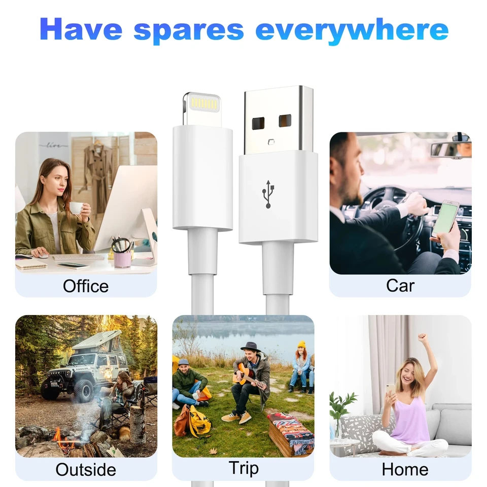 Cable cargador Xiao Mi PD para iPhone 3ft/6ft, USB a lightning, carga rápida para iPhone 14 13 12 11 XR XS 6