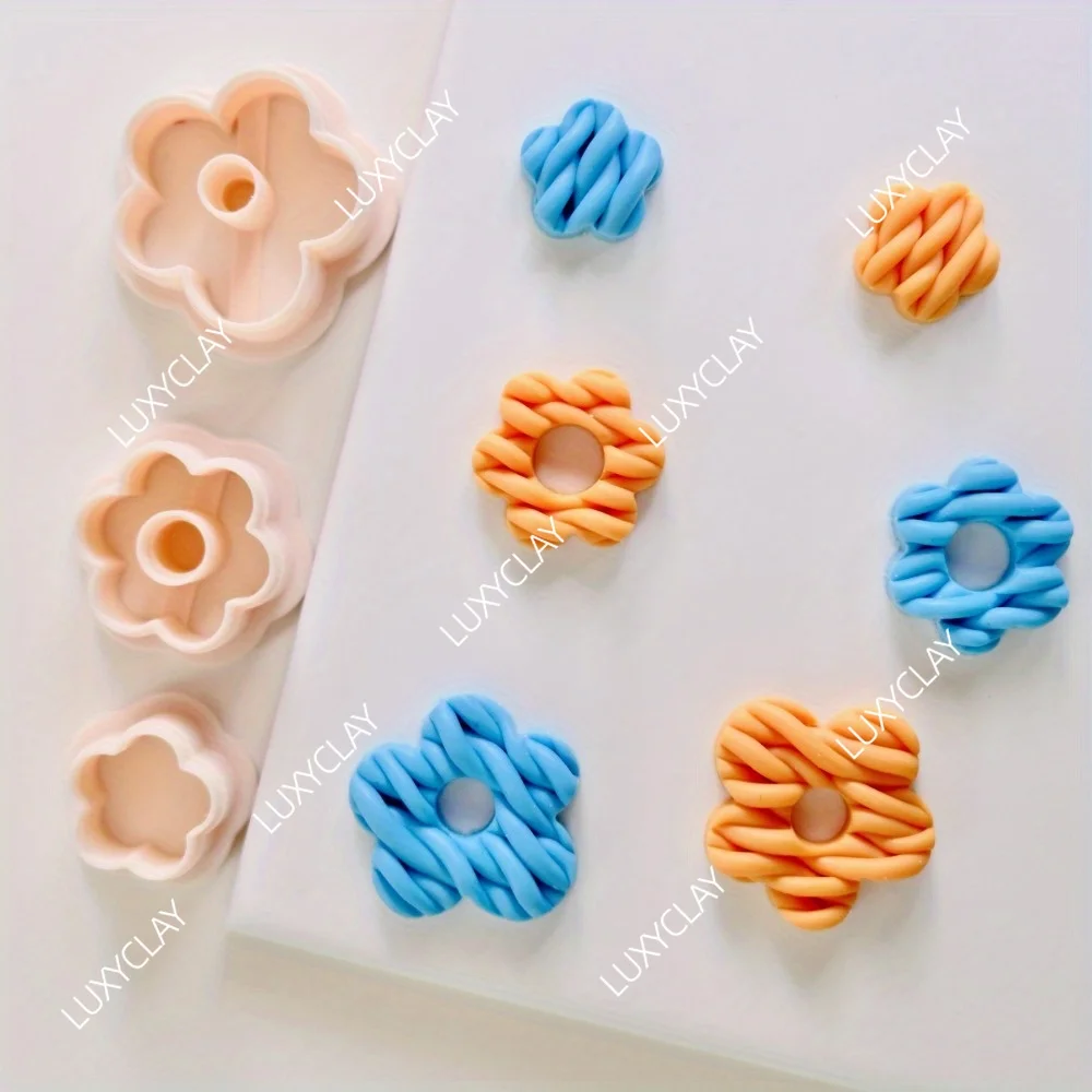 3pcs/set Boho Chic Daisy Flower Polymer Clay Cutters - 3 Different Hollow Flower Shape Clay Molds for DIY Jewelry Earring Making - view 3
