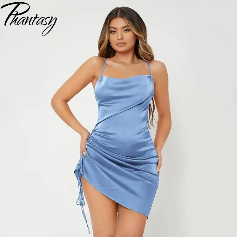 

Phantasy Sexy Designer Dress for Women Backless Slip Dress Female Summer V-Neck Fashion Vintage Party Dress Irregular Clothes