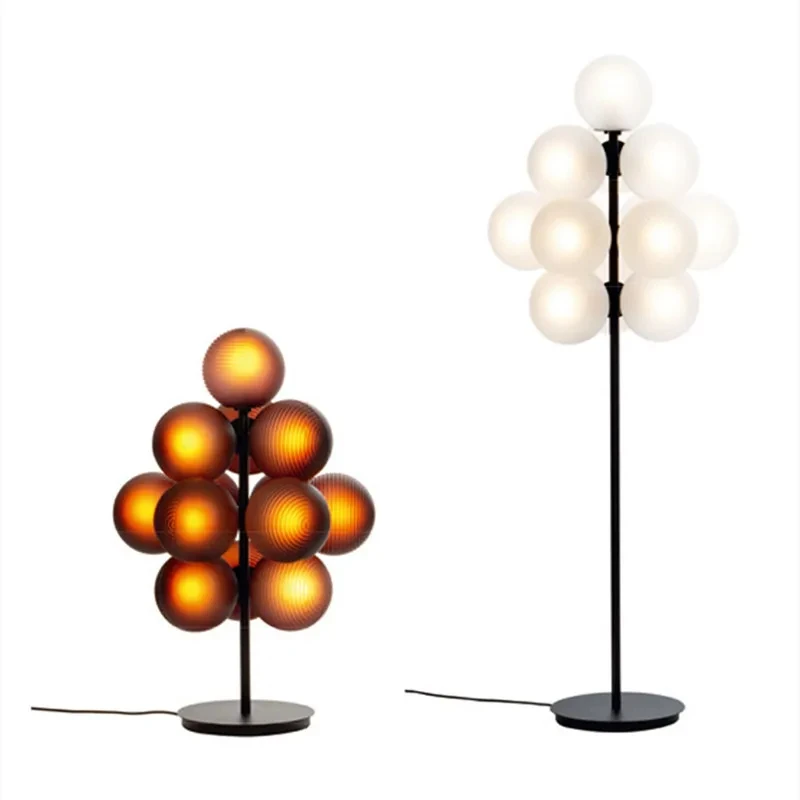 BUYBAY Led Modern Floor Lamp with Grape Glass Lampshade for Living Room Home Decorations Floor Light Creative Designer Lighting