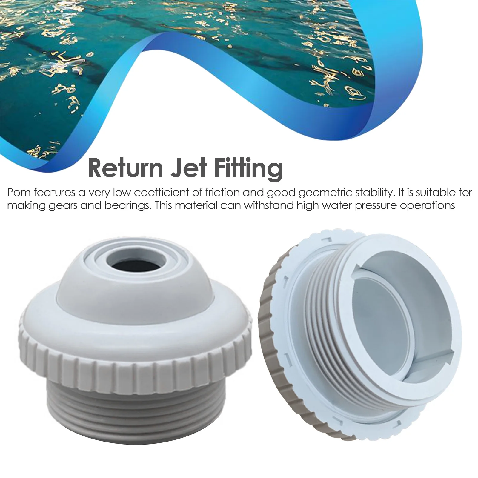 Swimming Pool Massage Nozzle Return Jet Fitting Made With POM Material With Adjustable And Rotatable Jet Eyeball