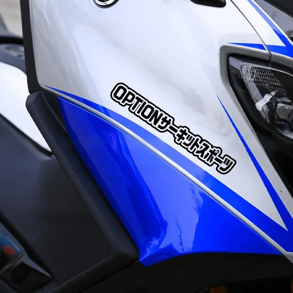 Japanese JDM OPTION Matte Vinyl Decal for Motorcycle Fairing, Helmet, Tank, Scooter, Bike, Car Window, Bumper Decor