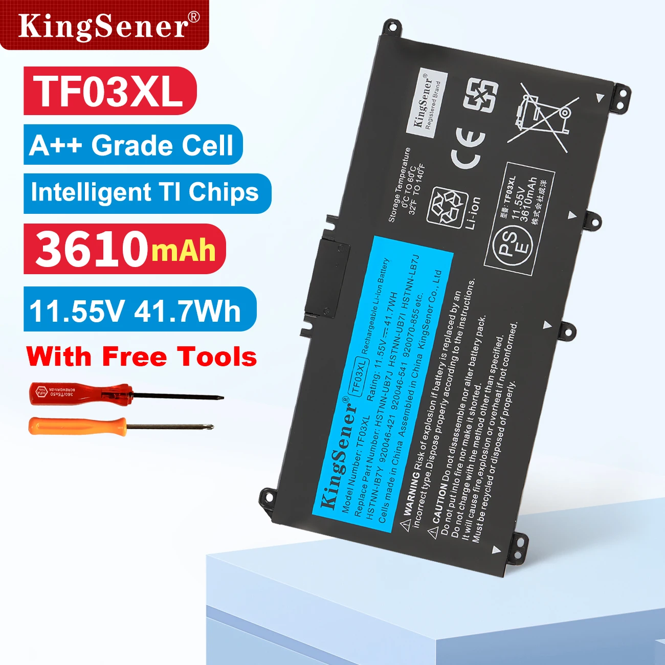 Bateria KingSener para Pavilhão HP, TPN-Q188, TPN-Q189, TPN-Q190, Q191, TF03XL, TF03, TPN-Q189, TPN-Q190, Q191, TPN-Q190, Q191, TF03XL