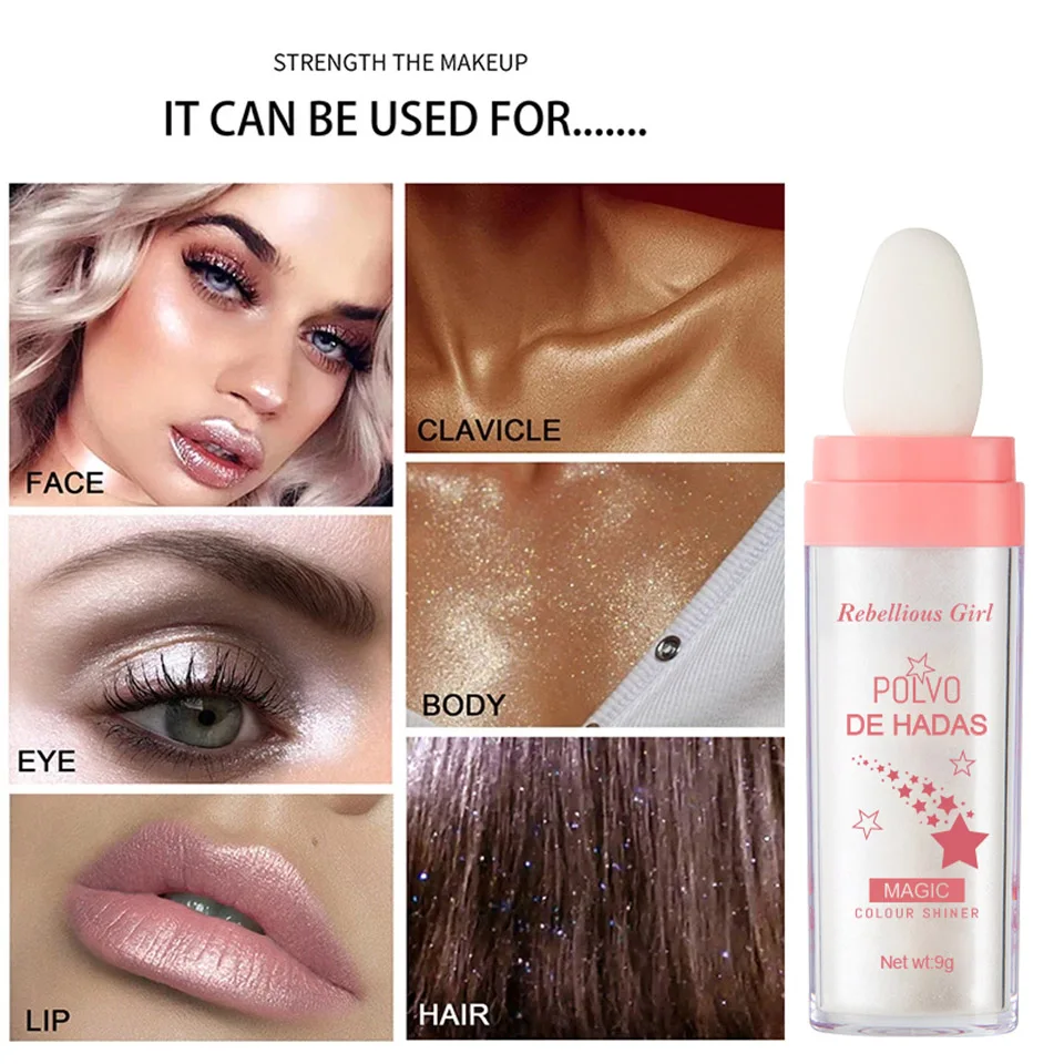 Fairy Powder Highlighter Stick Hochglänzender, glitzernder, schimmernder Kontur-Rouge zum Aufhellen und Definieren Ihrer Eigenschaften, Concealer