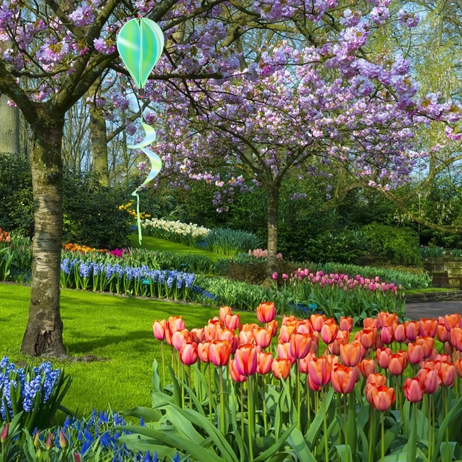 

1Pcs Rainbow Hot Air Balloon Wind Decorative Practical Lightweight Portable Hanging Outdoor Garden Courtyard