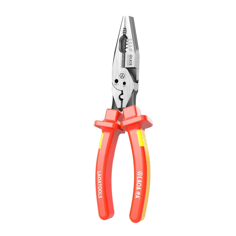 LAOA Insulated Steel Wire Pliers Electrician Pressure Resistant And Labor-Saving Pointed Nose Pliers Made in Taiwan