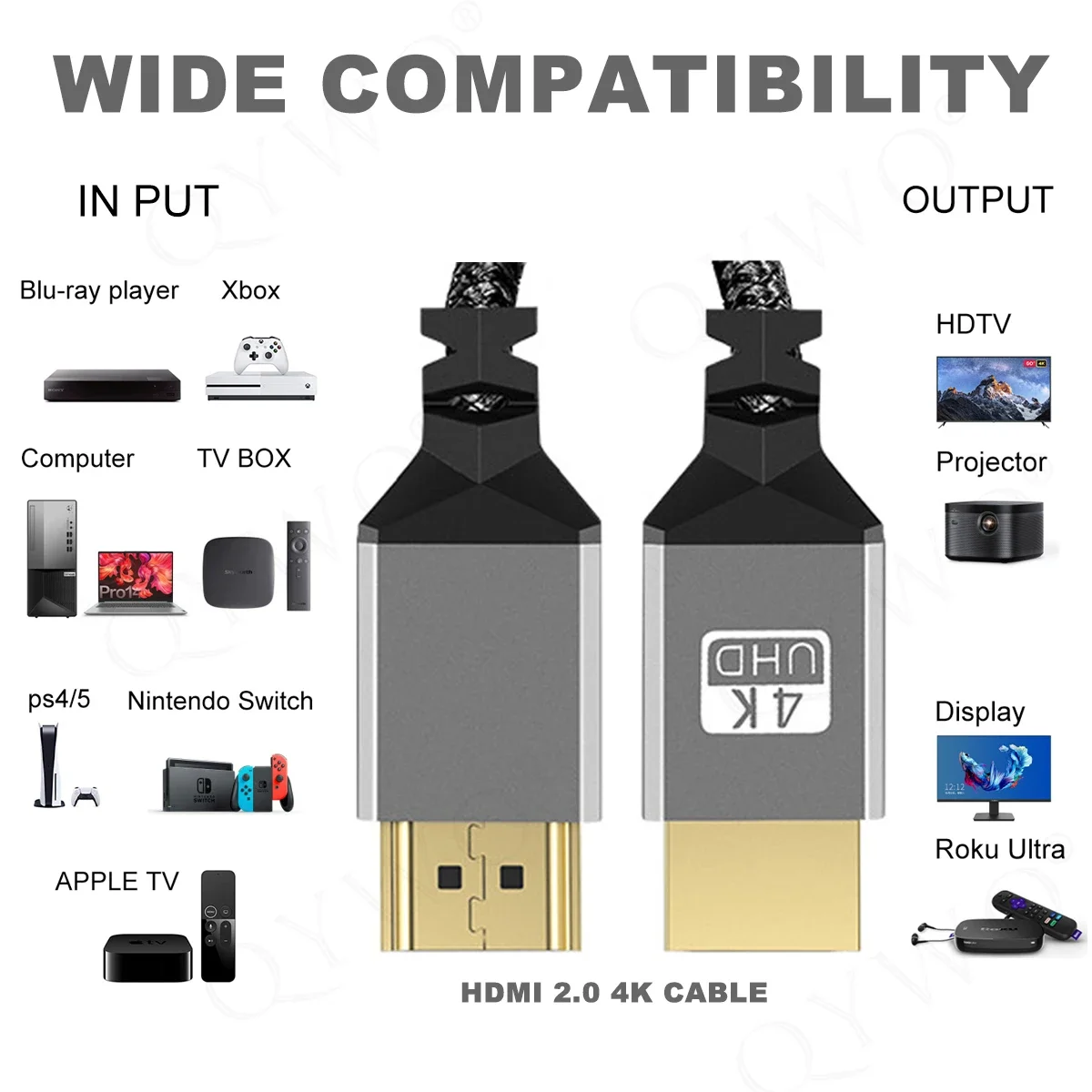 Nylon Braid HD 4K@60HZ V1.4 TPU HD 1080P Compatible Micro Mini to HDMI Extension Male Cable For Tablet PC TV Camera HDTV