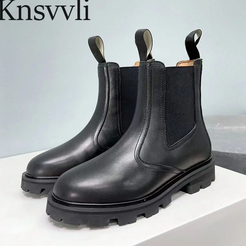 

Genuine Leather Short Boots Woman Round Toe Flat Shoes Woman Luxury Quality Ankle Boots For Women Autumn Motorcycle Boots Women