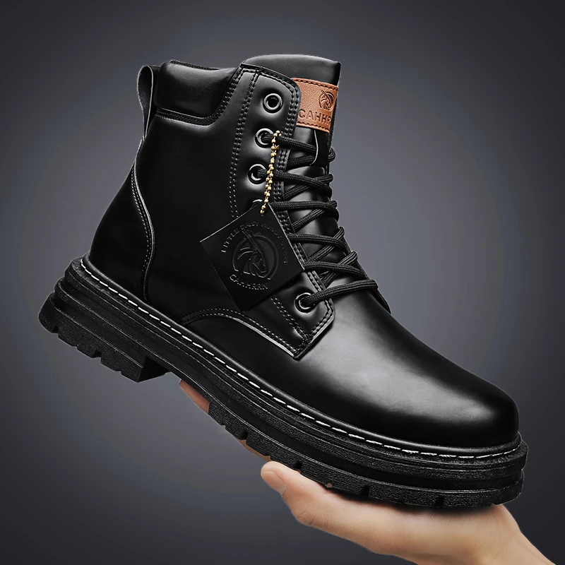 Bota Martin de cano alto masculina, botas outdoor, design clássico, sapatos casuais, marcas de luxo, inverno, 2023