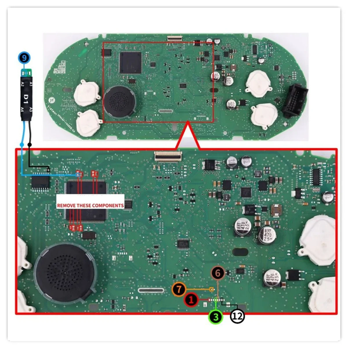 OUVU-D1 Adapter für VAG MQB D70F34xx D70F35xx Kilometerstand-Reparatur, kein Löten, kein Hubstift