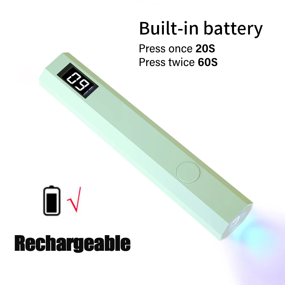 YIKOOLIN Handheld UV/LED Licht voor Nagels 12 W Draagbare Mini UV Licht voor Gel Nagel 2 Timer instelling LED Nagellamp Thuisgebruik
