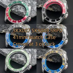 Mod Seiko 41mm Silver Case For NH35 NH36 4R 7S Movement SKX007 SKX009 SRPD Case Bezel Insert Crown at 3 o’clock Watch Parts