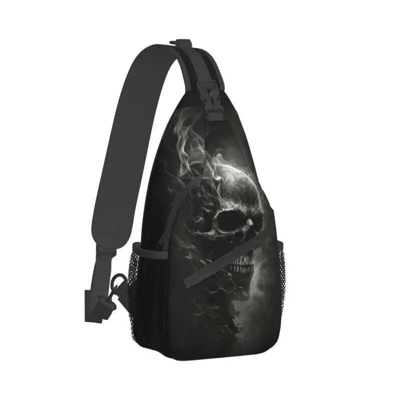 Gothic Skelet Death Skull Sling Borsttas Custom Crossbody Schouderrugzak Voor Mannen Fietsen Camping Dagrugzak