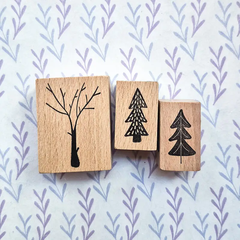 Trees Stamp for Card Making Scrapbooking DIY Craft Supplies Scrapbook Journaling Cute Xmax Tree Wooden Stamps