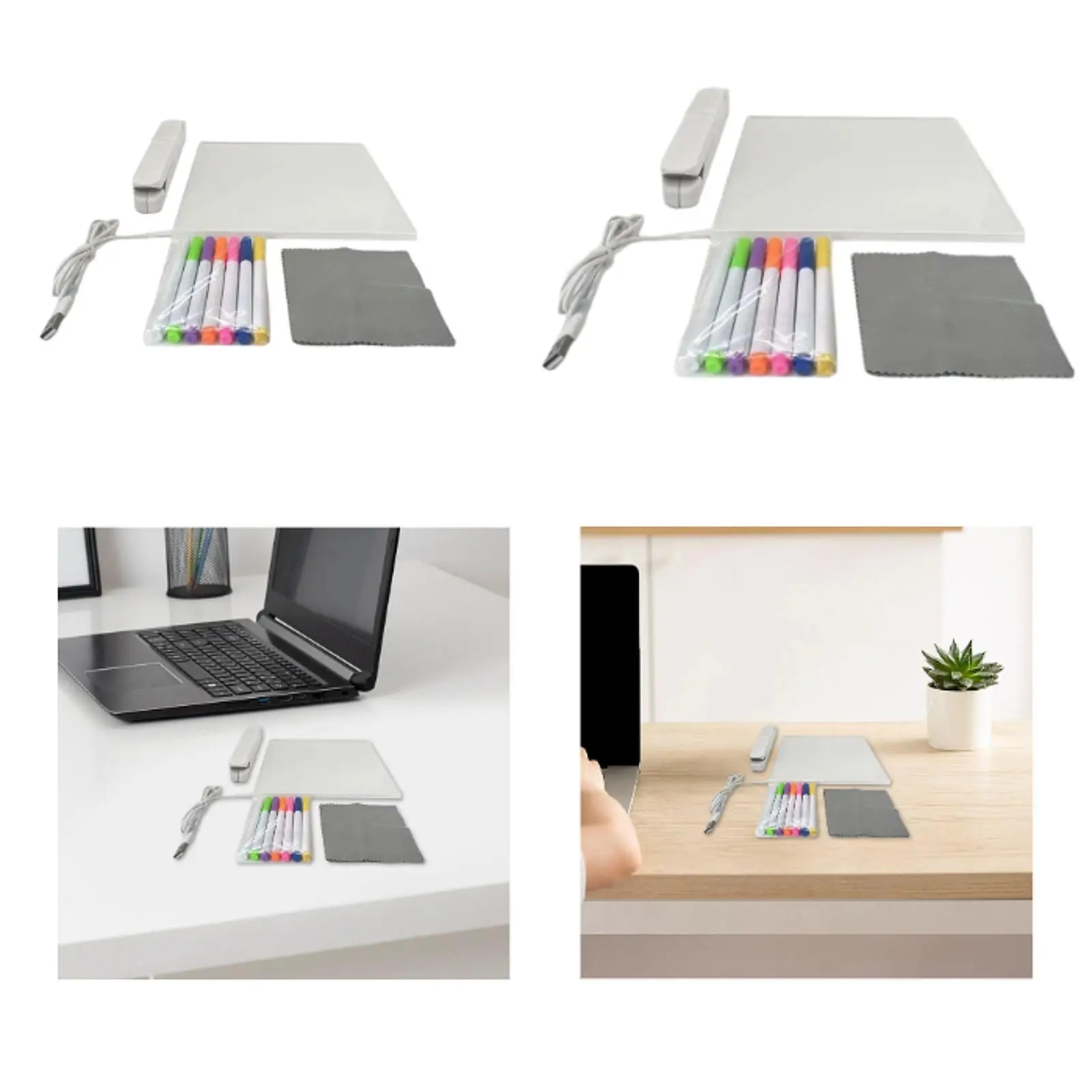 กระดานข้อความอะคริลิครวมถึงเครื่องหมายสร้างสรรค์ตกแต่งเดสก์ท็อป USB Erasable Drawing Board พร้อมไฟสําหรับโรงเรียน Office Home