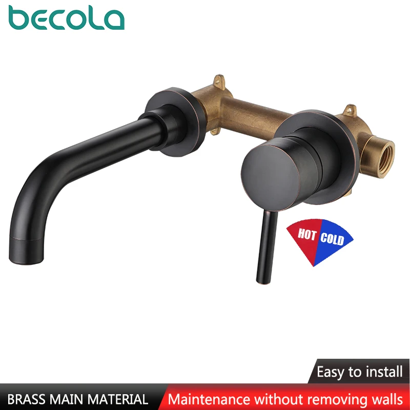 

Brushed Gold/Black Basin Faucet Hidden Wall-Mount Installation Suitable for Bathroom Faucets Sink Faucets Bathtub Hot and Cold
