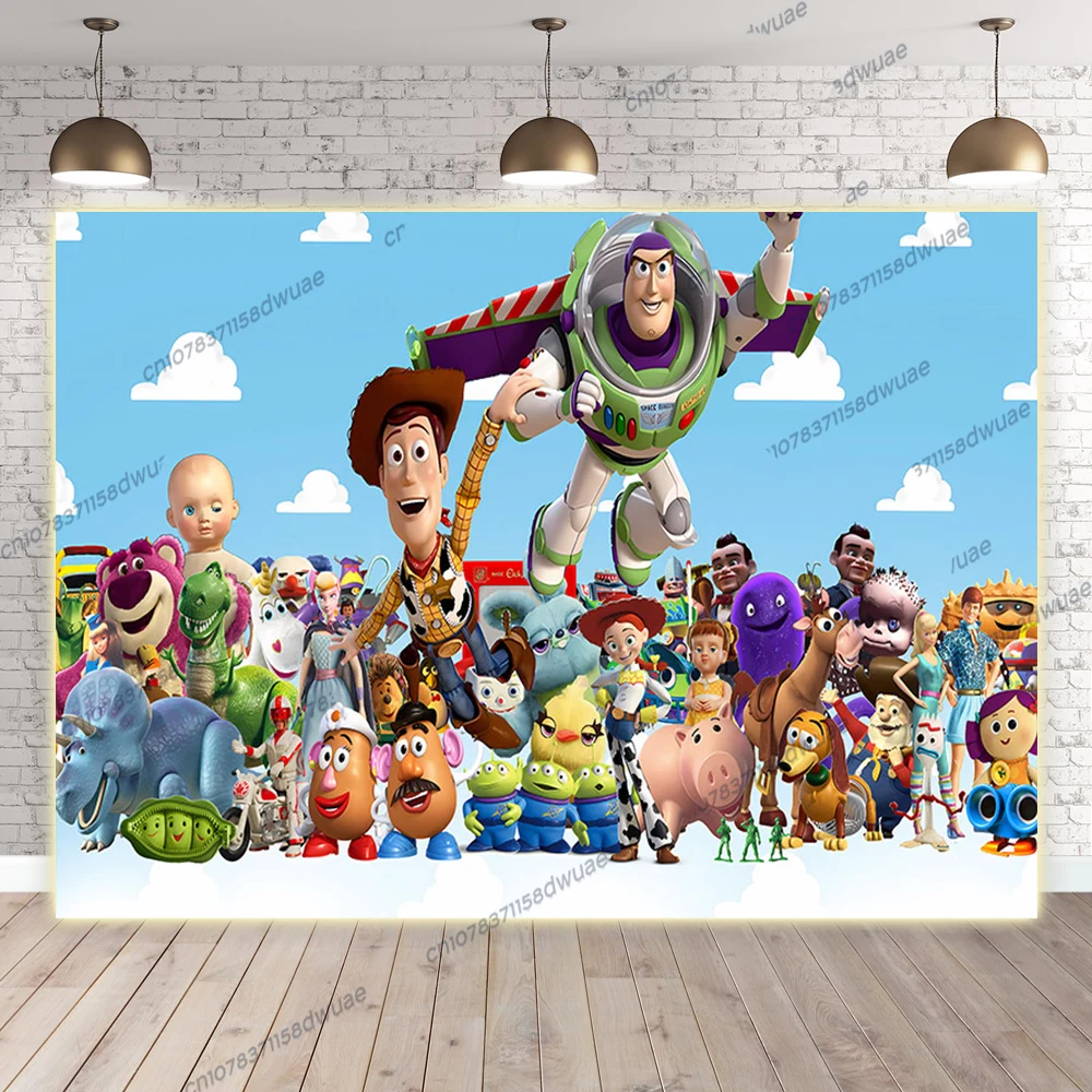 

Toy Story Birthday party Photo Backdrop Baby Shower Photography Backdrop Cartoon Photo Background