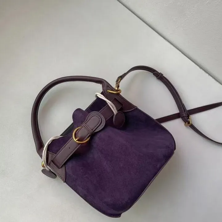 Advanced purple velvet bucket bag for women's new commuting trend single shoulder crossbody bag view 2