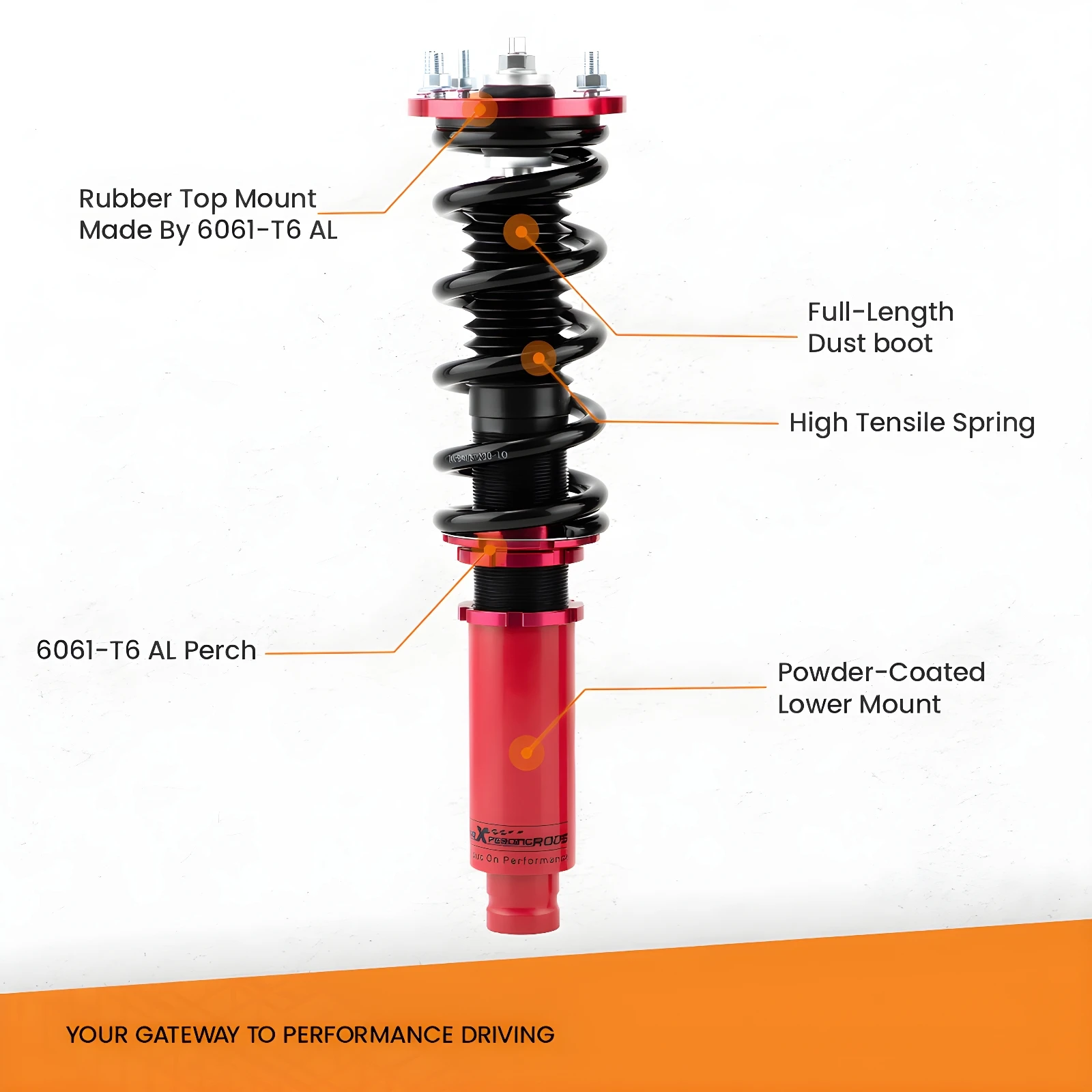 

MaXpeedingrods Height Adjustable Coilover For Honda Accord 98-02 Shock Absorber