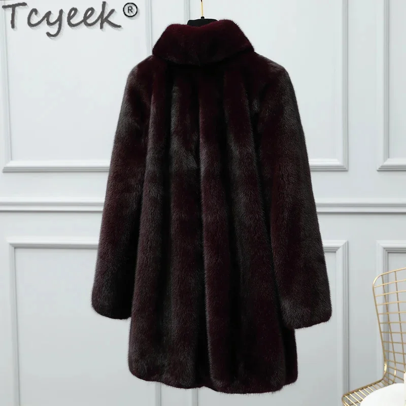 Natural Tcyeek Whole Coat for Women 2024 High-end Female Mink Winter Women's Jackets Fashion Real Fur Coats Warm