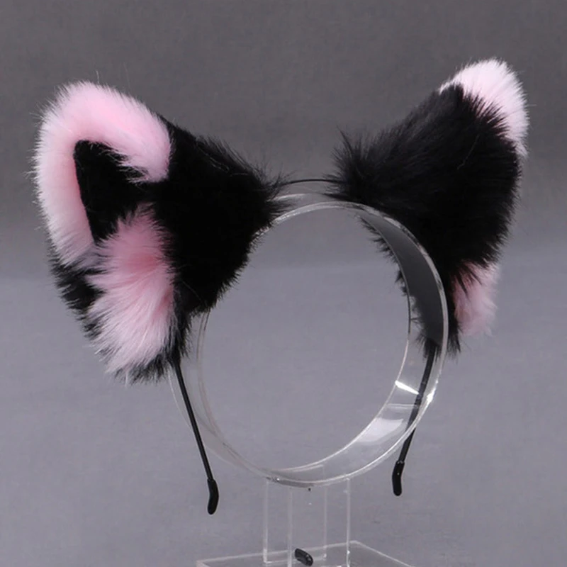 Fluffy Fox Cat Ear Plush Headband Soft Furry Hair Hoops Cute Animal Cosplay Hair Accessories for Girls Women Masquerade Party view 6
